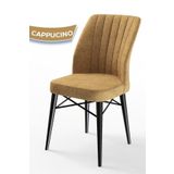 Canisa Concept Flex Serisi, Üst Kalite Mutfak Sandalyesi, Gürgen Siyah Ahşap Ayak, Cappucino Sandalye