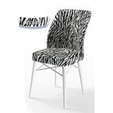 Canisa Concept Flex Serisi Üst Kalite Yemek Odası Sandalyesi Gürgen Beyaz Ahşap Ayak Zebra Desen Sandalye