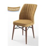 Canisa Concept Flex Serisi, Üst Kalite Yemek Odası Sandalyesi, Gürgen Ceviz Ahşap Ayak Cappucino Sandalye