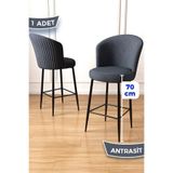 Canisa Concept Fora Serisi Ada Mutfak Sandalyesi, Babyface Kumaş, Antrasit, Siyah Metal Ayak, 70 cm