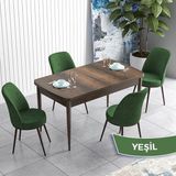 Canisa Concept Han Serisi 70X114 Açılabilir Mdf Barok Ahşap Desen Mutfak Masası Takımı 4 Sandalye - Yeşil