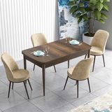 Canisa Concept Han Serisi 70X114, Açılabilir Mdf Mutfak Masa Takımı, Barok Ahşap Desen Masa ve 4 Sandalye - Krem