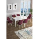 Canisa Concept Han Serisi 70X114, Açılabilir Mdf Mutfak Masa Takımı, Beyaz Masa ve 4 Sandalye - Siyah