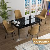 Canisa Concept Han Serisi 70X114 Açılabilir Mdf Siyah Mermer Desen Mutfak Masası Takımı 4 Sandalye - Cappucino