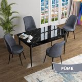 Canisa Concept Han Serisi 70X114 Açılabilir Mdf Siyah Mermer Desen Mutfak Masası Takımı 4 Sandalye - Füme