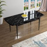 Canisa Concept Han Serisi 70X114 Açılabilir Mdf Siyah Mermer Desen Mutfak Masası Takımı 6 Sandalye - Pembe