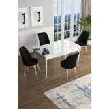 Canisa Concept Han Serisi 70x114 cm Açılabilir Mdf Beyaz Masa 4 Sandalye Mutfak Masa Takımı
