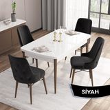 Canisa Concept Iza Serisi, 80 X 132 cm Açılabilir Mdf Beyaz Masa Ceviz Ayak Mutfak Masa Takımı, 4 Sandalye - 80 x132 cm - Siyah