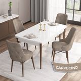 Canisa Concept Iza Serisi 80 x 132 cm Açılabilir Mdf Beyaz Masa Ceviz Ayak Mutfak Masa Takımı 4 Sandalye - 80x132 - Cappuccino