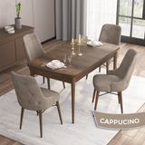 Canisa Concept Iza Serisi, 80 X 132 cm Açılabilir Mdf Masa, Barok Ahşap Desen Mutfak Masa Takımı, 4 Sandalye - 80 x132 cm - Cappucino