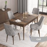Canisa Concept Iza Serisi, 80 X 132 cm Açılabilir Mdf Masa, Barok Ahşap Desen Mutfak Masa Takımı, 4 Sandalye - 80 x132 cm - Gri