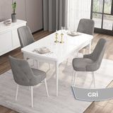 Canisa Concept Iza Serisi, 80 X 132 cm Açılabilir Mdf Masa, Beyaz Mutfak Masa Takımı, 4 Sandalye - 80 x132 cm - Gri