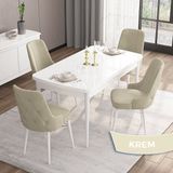 Canisa Concept Iza Serisi, 80 X 132 cm Açılabilir Mdf Masa, Beyaz Mutfak Masa Takımı, 4 Sandalye - 80 x132 cm - Krem