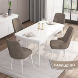 Canisa Concept Iza Serisi 80 x 132 cm Açılabilir Mdf Masa Beyaz Mutfak Masa Takımı 4 Sandalye - 80x132 - Cappucino