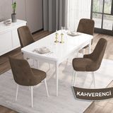 Canisa Concept Iza Serisi 80 x 132 cm Açılabilir Mdf Masa Beyaz Mutfak Masa Takımı 4 Sandalye - 80x132 - Kahverengi