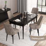 Canisa Concept Iza Serisi 80 x 132 cm Mdf Açılabilir Siyah Mermer Desen Mutfak Masa Takımı 4 Sandalye - 80x132 - Cappucino