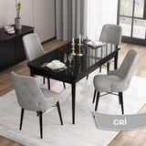 Canisa Concept Iza Serisi,80 X 132 cm Mdf Açılabilir Siyah Mermer Desen Mutfak Masa Takımı, 4 Sandalye - 80 x132 cm - Gri