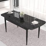 Canisa Concept Iza Serisi,80 X 132 cm Mdf Açılabilir Siyah Mermer Desen Mutfak Masa Takımı, 6 Sandalye - 80 x132 cm - Lacivert