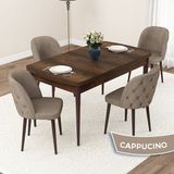 Canisa Concept Jae Serisi Açılabilir 80X132 Barok Ahşap Desen Mutfak Masası Takımı ve 4 Sandalye - Cappucino
