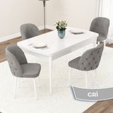 Canisa Concept Jae Serisi Açılabilir 80X132 Beyaz Mutfak Masa Takımı ve 4 Sandalye - Gri