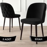 Canisa Concept Kage Serisi 2 Adet Mutfak Sandalyesi Kapitoneli Kahve Metal Ayak 1. Sınıf Babyface Kumaş - Siyah