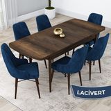 Canisa Concept Kar Serisi, Açılabilir 80X132 Mdf Mutfak Masa Takımı, Barok Ahşap Desen Masa 6 Sandalye - Gökkuşağı