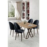 Canisa Concept Kaye Serisi Mdf 90X168 Atlantik Çam Mutfak Masa Takımı 4 Antrasit Sandalye