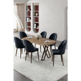 Canisa Concept Kaye Serisi Mdf 90X168 Atlantik Çam Mutfak Masa Takımı 6 Antrasit Sandalye