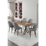 Canisa Concept Kaye Serisi Mdf 90X168 Atlantik Çam Mutfak Masa Takımı 6 Gri Sandalye