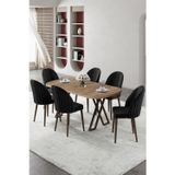 Canisa Concept Kaye Serisi Mdf 90X168 Atlantik Çam Mutfak Masa Takımı 6 Siyah Sandalye