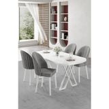 Canisa Concept Kaye Serisi Mdf 90X168 Beyaz Mutfak Masası Takımı 4 Gri Sandalye