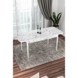 Canisa Concept Kor Serisi 70x114 Açılabilir Beyaz Mermer Desenli Mutfak Masası
