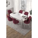 Canisa Concept Kor Serisi 70x114 cm Açılabilir Beyaz Bordo Mutfak Masa Takımı