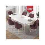 Canisa Concept Kor Serisi 70x114 cm Açılabilir Beyaz Gül Kurusu Mutfak Masa Takımı