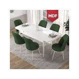 Canisa Concept Kor Serisi 70x114 cm Açılabilir Beyaz Haki Yeşili Mutfak Masa Takımı