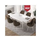 Canisa Concept Kor Serisi 70x114 cm Açılabilir Beyaz Kahverengi Mutfak Masa Takımı