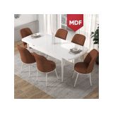Canisa Concept Kor Serisi 70x114 cm Açılabilir Beyaz Kiremit Mutfak Masa Takımı