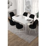 Canisa Concept Kor Serisi 70x114 cm Açılabilir Beyaz Siyah Mutfak Masa Takımı