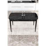 Canisa Concept Kor Serisi 70x114 cm Açılabilir Siyah Mermer Desenli Mutfak Masası
