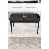 Canisa Concept Kor Serisi MDF 70X114 Açılabilir Siyah Mermer Desenli Mutfak Masası, Yemek Masası