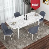 Canisa Concept Kor Serisi MDF Beyaz Mermer Desenli Açılabilir Mutfak Masa Takımı - Füme