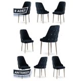 Canisa Concept Krax Serisi, 1.Sınıf Babyface Kumaş Mutfak Sandalye, Gümüş Metal Ayak, 8 Adet Antrasit Sandalye