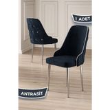 Canisa Concept Krax Serisi 1.Sınıf Babyface Kumaş Yemek Odası Sandalye Gümüş Metal Ayak 1 Adet Antrasit Sandalye
