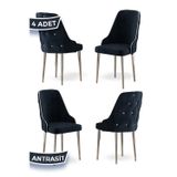 Canisa Concept Krax Serisi 1.Sınıf Babyface Kumaş Yemek Odası Sandalye Gümüş Metal Ayak 4 Adet Antrasit Sandalye