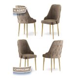 Canisa Concept Krax Serisi 1.Sınıf Babyface Kumaş Yemek Odası Sandalyesi Gold Metal Ayak 4 Adet Cappucino Sandalye
