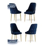 Canisa Concept Krax Serisi 1.Sınıf Babyface Kumaş Yemek Odası Sandalyesi Gold Metal Ayak 4 Adet Lacivert Sandalye