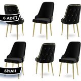 Canisa Concept Krax Serisi 1.sınıf Babyface Kumaş Yemek Odası Sandalyesi Gold Metal Ayak 6 Adet Sandalye - Siyah - Gold Ayaklar