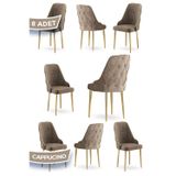 Canisa Concept Krax Serisi 1.Sınıf Babyface Kumaş Yemek Odası Sandalyesi Gold Metal Ayak 8 Adet Cappucino Sandalye
