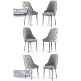 Canisa Concept Krax Serisi 1.Sınıf Babyface Kumaş Yemek Odası Sandalyesi Gümüş Metal Ayak 6 Adet Gri Sandalye