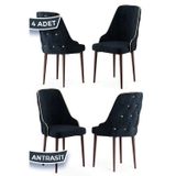 Canisa Concept Krax Serisi 1.Sınıf Babyface Kumaş Yemek Odası Sandalyesi Kahve Metal Ayak 4 Adet Antrasit Sandalye